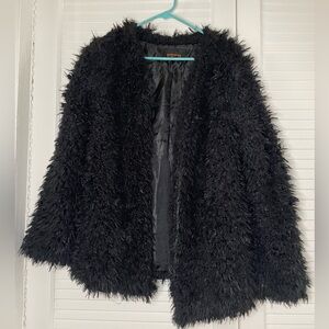 Ambiance Outerwear Super Soft Faux Fur Black Jacket, Women’s Size M